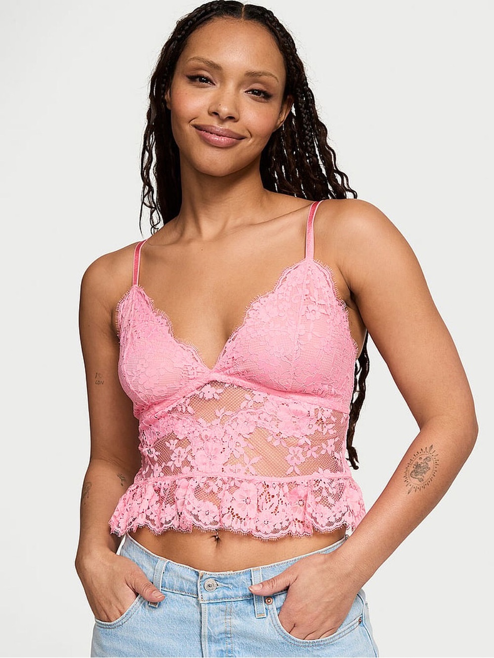 Victoria's Secret Pink Lace Peplum Bandeau
